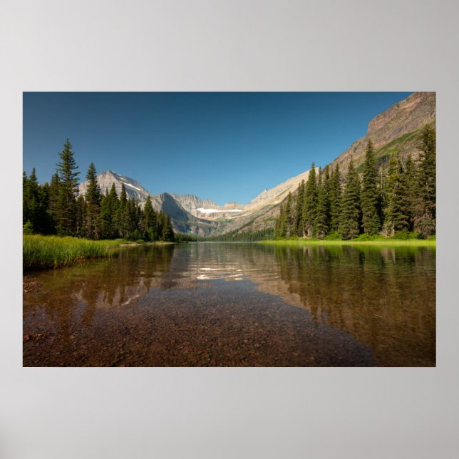 Poster Réflexion des montagnes du coucher du soleil | Par (Devant)