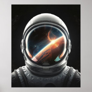 Poster Réflexion du casque de l'astronaute de l'univers