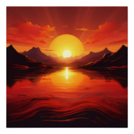 Poster Réflexion du coucher du soleil - Art naturel paisi