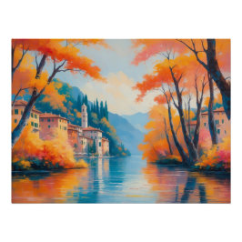 Poster Réflexion du lac d'automne - Paysage naturel serei