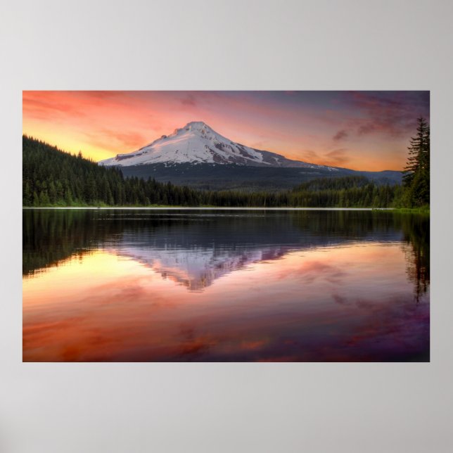 Poster Réflexion du mont Hood sur le lac Trillium (Devant)