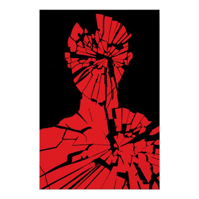 Poster Réflexion rouge brisée (Devant)