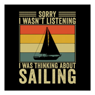 Poster Réflexion sur la voile drôle bateau de marin rétro
