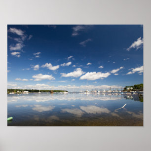 Poster Réflexion sur le ciel au port de Belfast, Maine