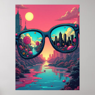 Poster Réflexions de Deux Mondes : Lunettes de soleil Pop