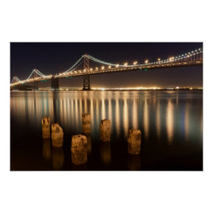 Poster Réflexions nocturnes d'Oakland Bay Bridge.