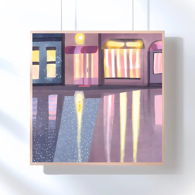 Poster Réflexions pluvieuses | Aquarelle contemporaine Lo (Créateur téléchargé)