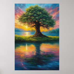 Poster Réflexions sur la beauté, la magie du coucher du s