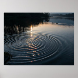 Poster Réflexions sur le coucher du soleil sur l'eau