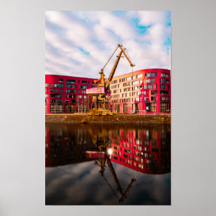 Poster Réflexions sur l'immeuble rouge - Port de Duisburg
