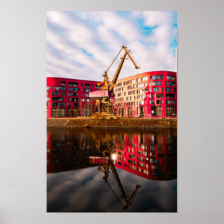 Poster Réflexions sur l'immeuble rouge - Port de Duisburg