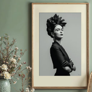 Poster Regal Kahlo Monochrome Portrait