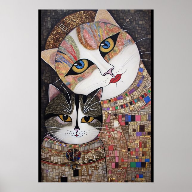 Poster Regal Mosaic Feline Gaze (Devant)