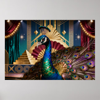 Poster Regal Peacock in Golden Grandeur: A Majestic 