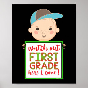 Poster REGARDEZ LA PREMIÈRE GRADE ICI JE VIENS drôle mign