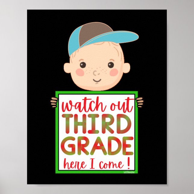 Poster REGARDEZ LA TROISIÈME GRADE ICI JE VIENS drôle mig (Devant)