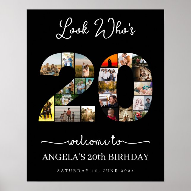 Poster regardez qui a 20 ans aujourd'hui photos d'anniver (Devant)