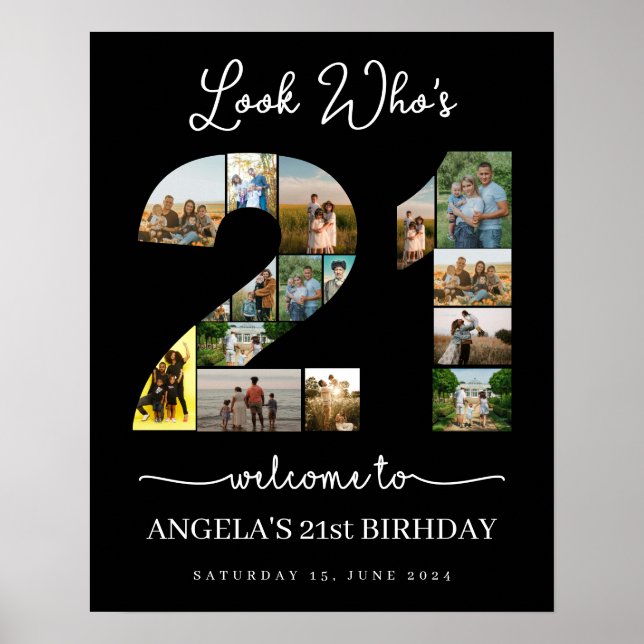 Poster regardez qui a 21 heureux 21e anniversaire photos  (Devant)
