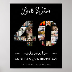 Poster regardez qui a 40 ans Collage de photos panneau de