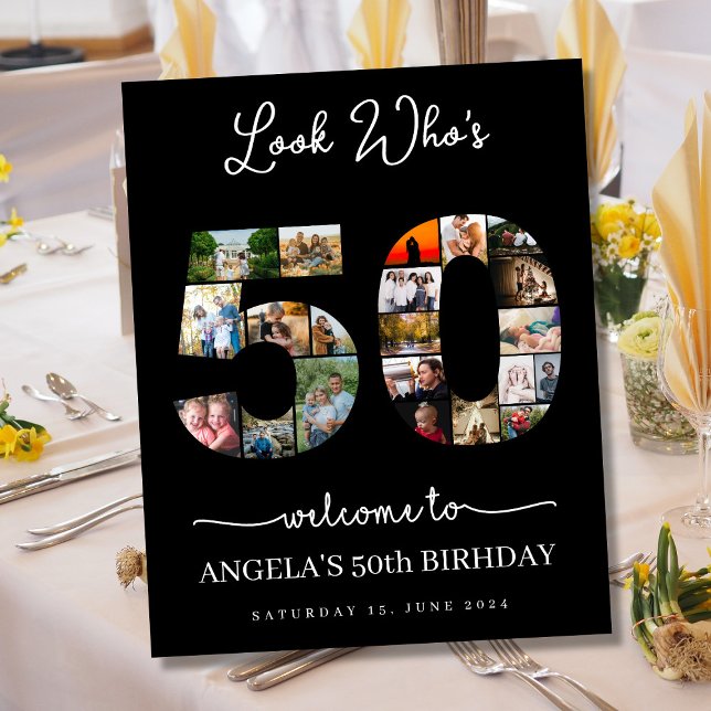Poster regardez qui a 50 ans anniversaire photo collage (Créateur téléchargé)