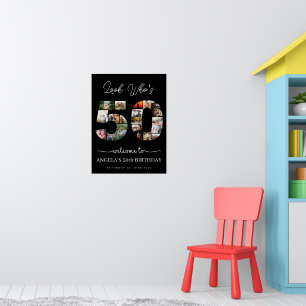 Poster regardez qui a 50 ans anniversaire photo collage