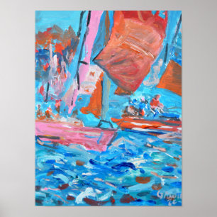 Poster Régate de voile dynamique Expressionniste