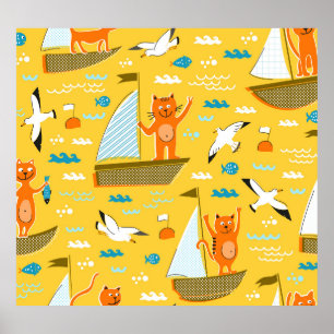 Poster Regatta Chats : Animaux de pépinière Vintage