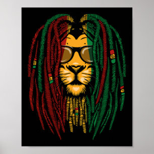 Poster Reggae Lion Dreadlocks Wild Cat Rasta Afrique Rast