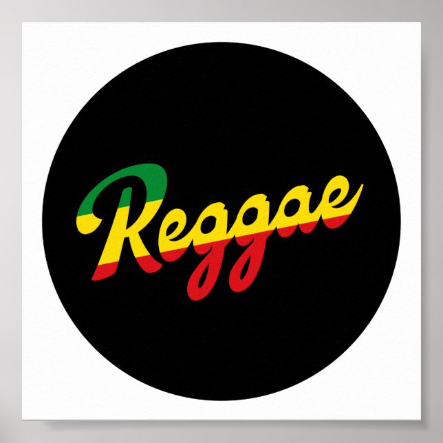 Poster Reggae Musique avec couleurs du drapeau reggae (Devant)