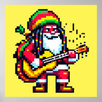 Reggae Père Noël Fun Pixel Art Noël Musique Design