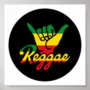 Poster Reggae Shaka Mains aux couleurs reggae