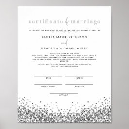 Poster REGINA Glam Silver Sequins Certificat de mariage P
