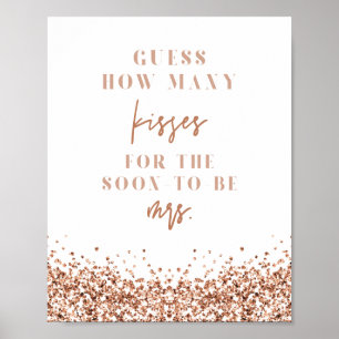 Poster REGINA Rose Gold Combien de baisers Baby Shower