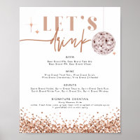 REGINA Rose Gold Disco Menu du bar Let's Drink