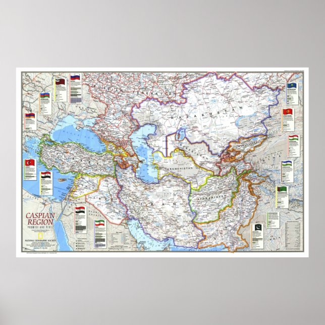 Poster " Région de la Caspienne : 1999 - Carte promise et (Devant)