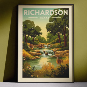 Poster Région de Richardson Texas vintage