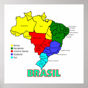 Poster Régions de la carte Brasil