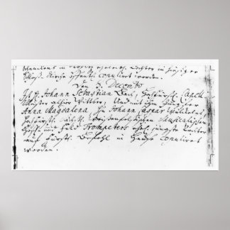 Poster Registre du mariage de Bach à Anna