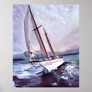 Poster Réglage de la voile à Daybreak