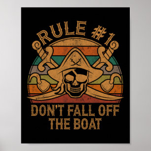 Poster Règle #1 Ne tombez pas du bateau Pirate Cadeau Pap