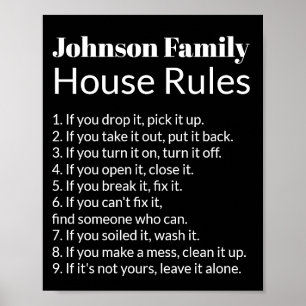 Poster Règlement de la maison de famille Modèle de texte