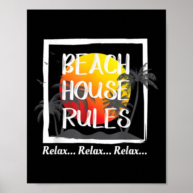 Poster Règlement De Maison De Plage Vacances Été T T T T  (Devant)