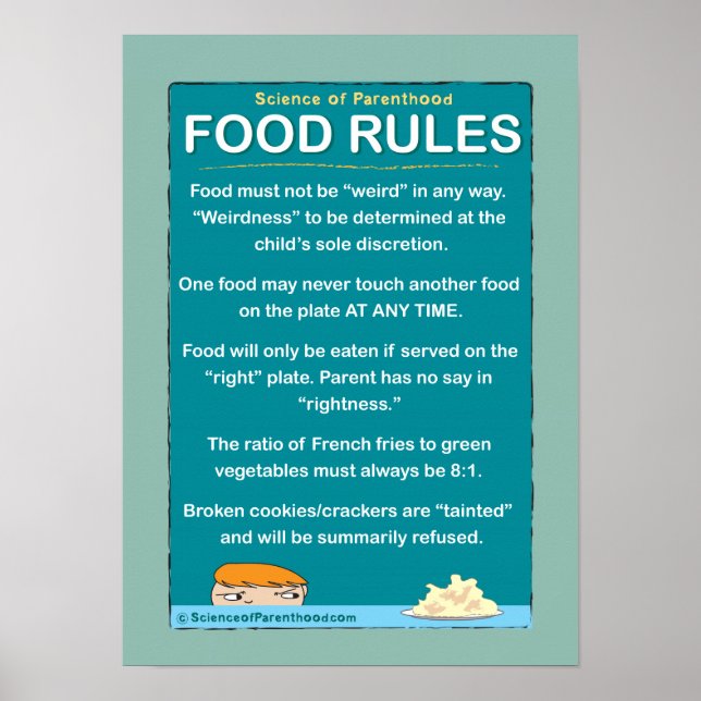 Poster Règles alimentaires pour enfants no 1 (bleu-vert) (Devant)