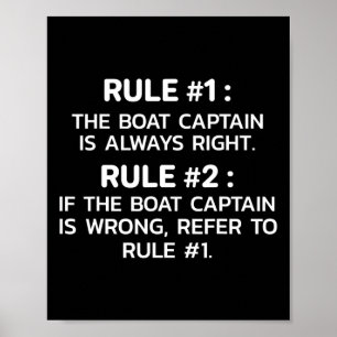 Poster Règles de capitaine de bateau Drôle de navigation