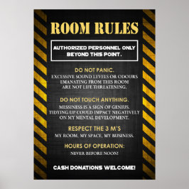 Poster Règles de chambre amusantes pour les Ados