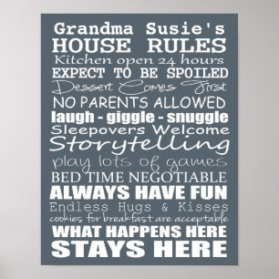 Poster Règles de Chambre de grands-parents -