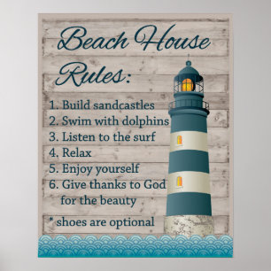 Poster Règles de Chambre de plage