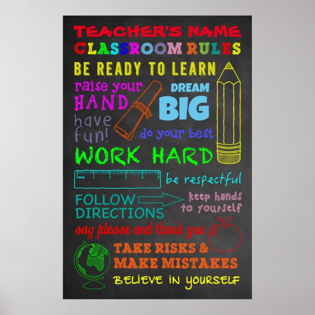Poster Règles de classe — Cadeau de l'enseignant personna (Devant)