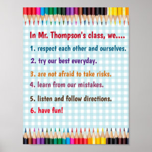 Poster Règles de classe de Crayons modifiables