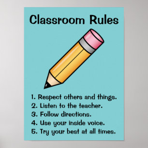 Poster Règles de classe personnalisées au crayon de dessi